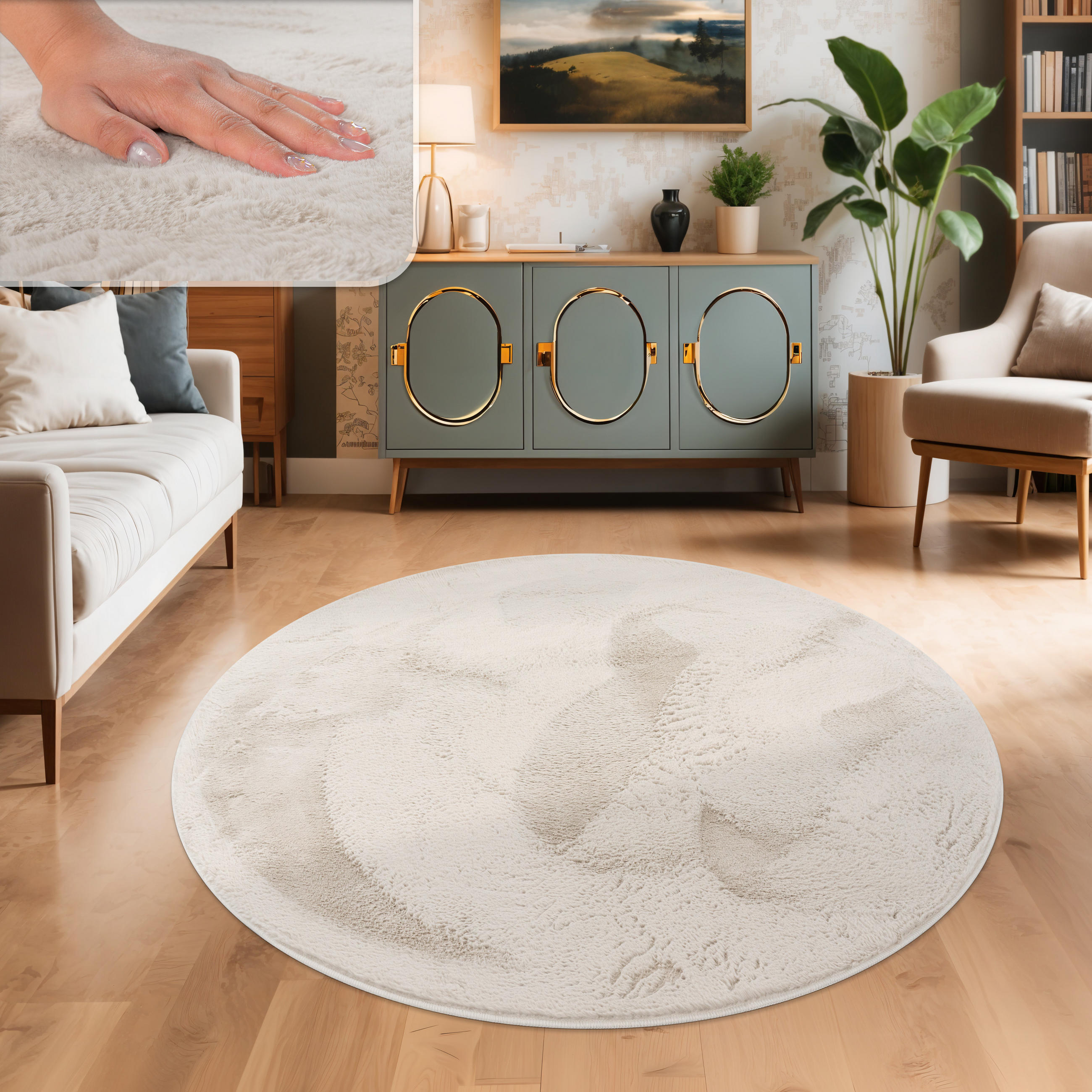HOCHFLORTEPPICH 80/80 cm Soft 380 - Creme, Textil (80/80cm) - Paco Home