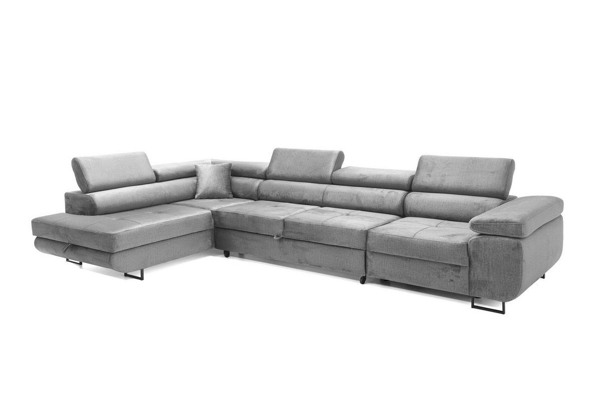 ECKSOFA WILD MAXI Links Grau - Chromfarben/Grau, Holz/Textil (350/203cm) - Muffo