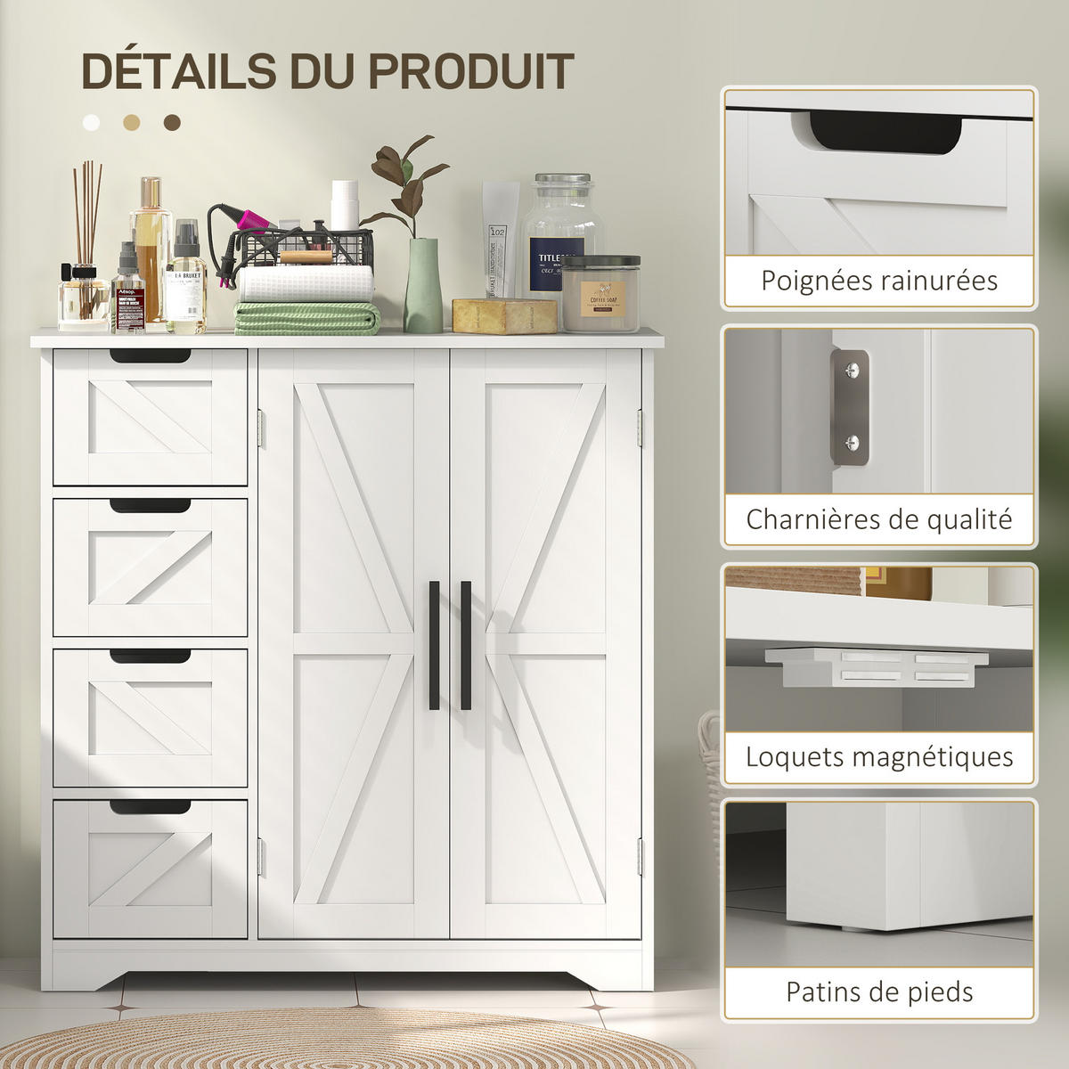 BADSCHRANK Weiß 81,2/30/83,8 cm - Weiß, Holzwerkstoff (81.2/83.8/30cm) - PANGIVO