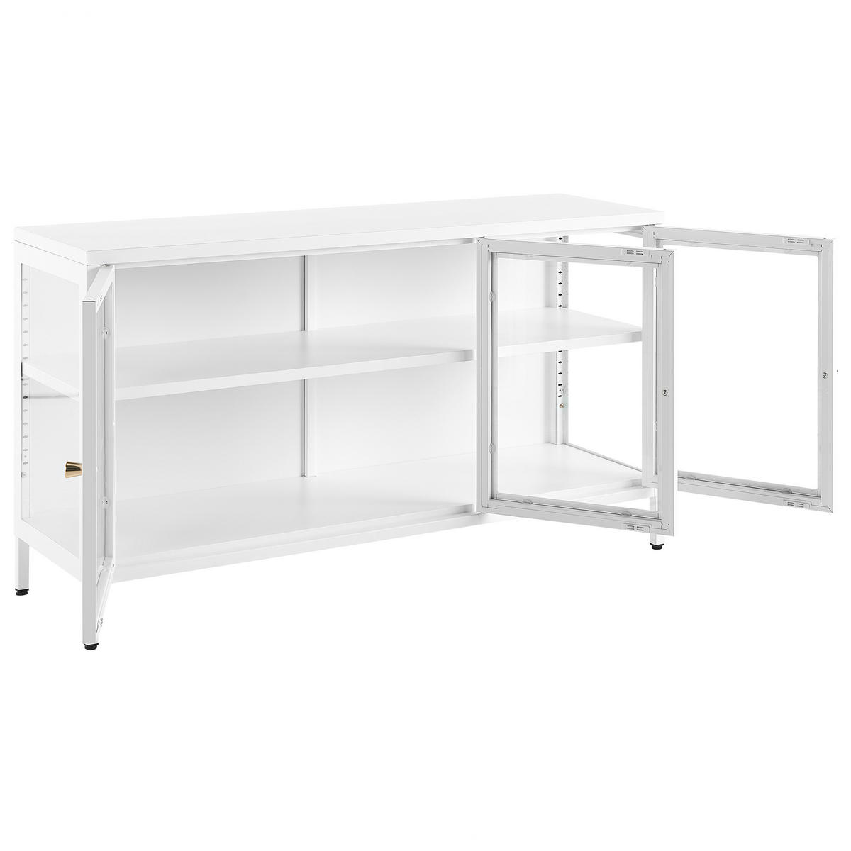 SIDEBOARD se skleněnými dveřmi Kov 115 cm Bílý Newport - bílá, kov (115/65/35cm) - Beliani