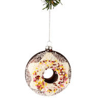 WEIHNACHTSKUGEL Donut Weiß/Braun 10 cm - Weiß, Glas (4/10/1cm)