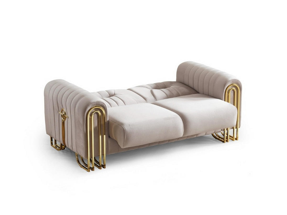 SITZGARNITUR Bogota, Beige Stellvariante 3+2+1 - Beige, Holzwerkstoff/Metall (240/87/98cm)