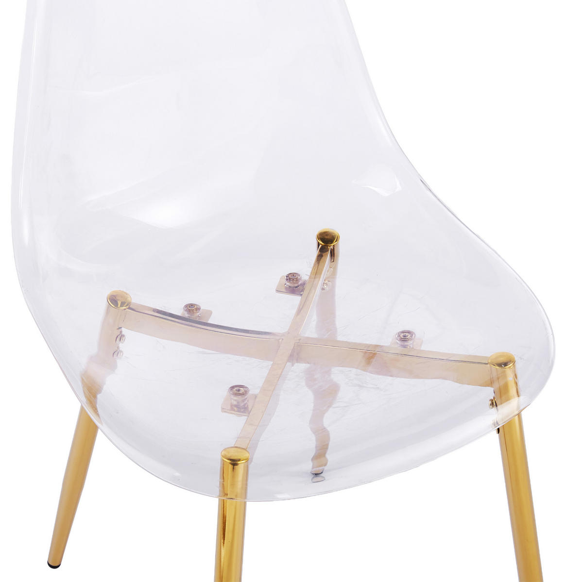 STUHL modern-minimalistisch Transparent ABS Metall Golden - Goldfarben, Metall (47/81/45cm) - Meubliv