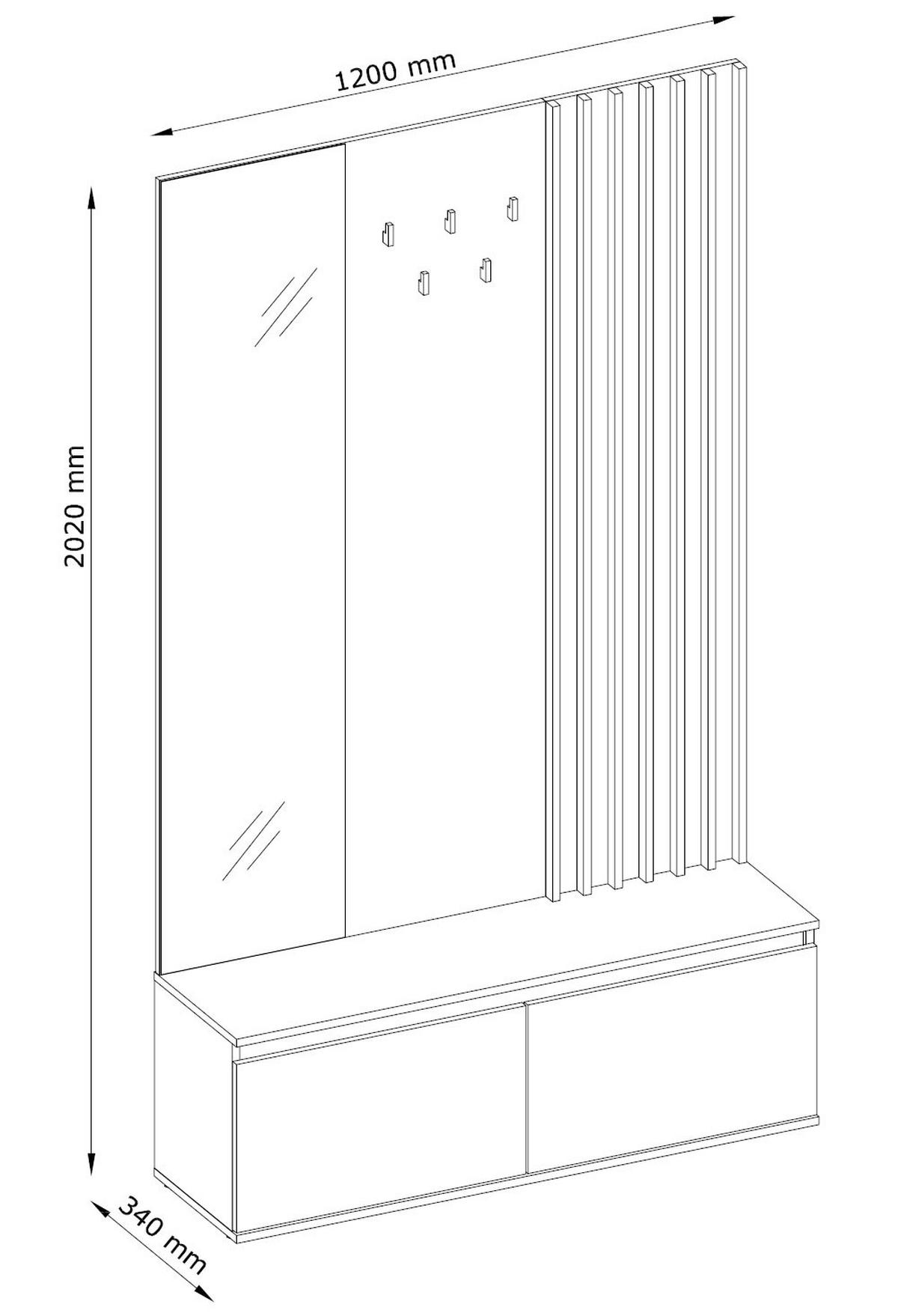 GARDEROBE Doris artisan eiche graphitgrau 120 cm / 34 cm / 202 cm - Graphitfarben/Grau, Holz/Holzwerkstoff (120/202/34cm) - Feldmann-Wohnen