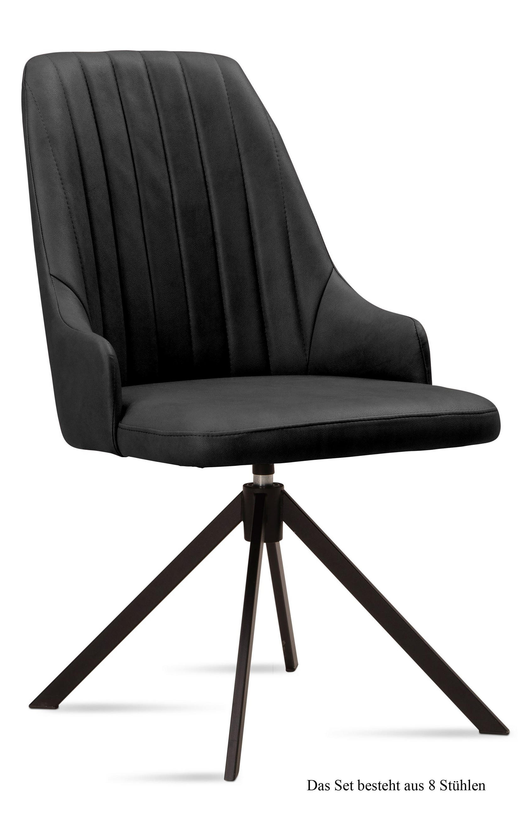 ESSZIMMERSTUHL drehbar (8er-Set) Denise 52x91x60 Schwarz/Anthrazit - Anthrazit/Schwarz, Kunststoff (60/91/52cm) - 58aufmkessel