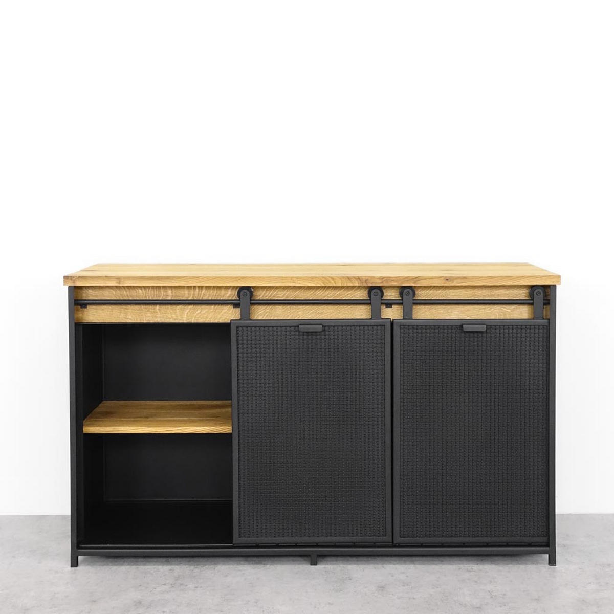 KOMMODE aus Massivholz STRONG - Honigeiche/Schwarz, Holz (150/90/45cm) - Seart