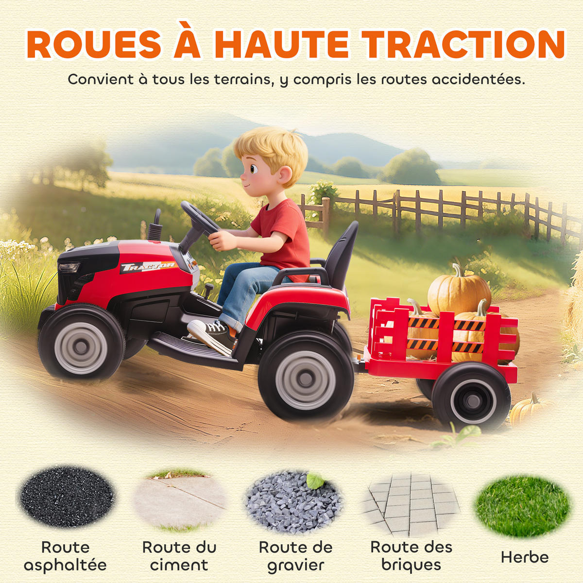 TRAKTOR DE-13080 abnehmbarer Anhänger Rot - Rot, Kunststoff (139/58/55cm) - ComfortXL