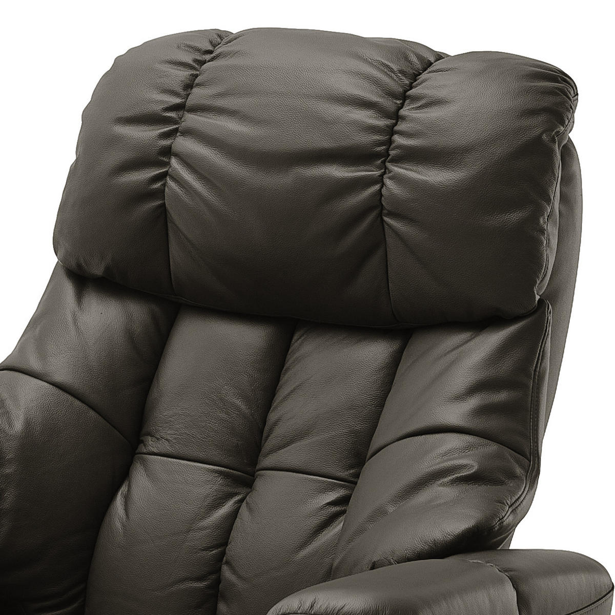 RELAXSESSEL mit Hocker - Echtleder / Kunstleder - Schlammfarben/Braun, Leder/Birkenholz (90/104/91cm) - home24