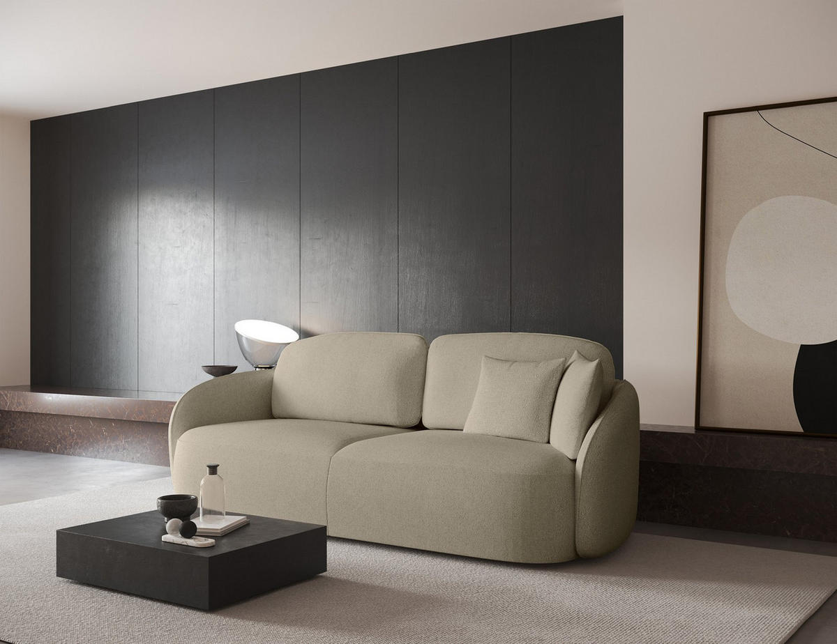 3-SITZER-SOFA Savoy Beige mit Schlaffunktion - Beige/Schwarz, Kunststoff/Textil (254/96/105cm) - Selsey