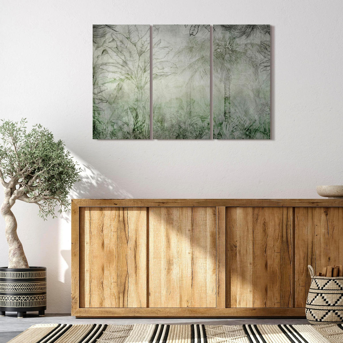 LEINWANDBILD Blätter 8 3-tlg. 120x80 cm - Multicolor, Holz (120/80cm) - LUMASOUL