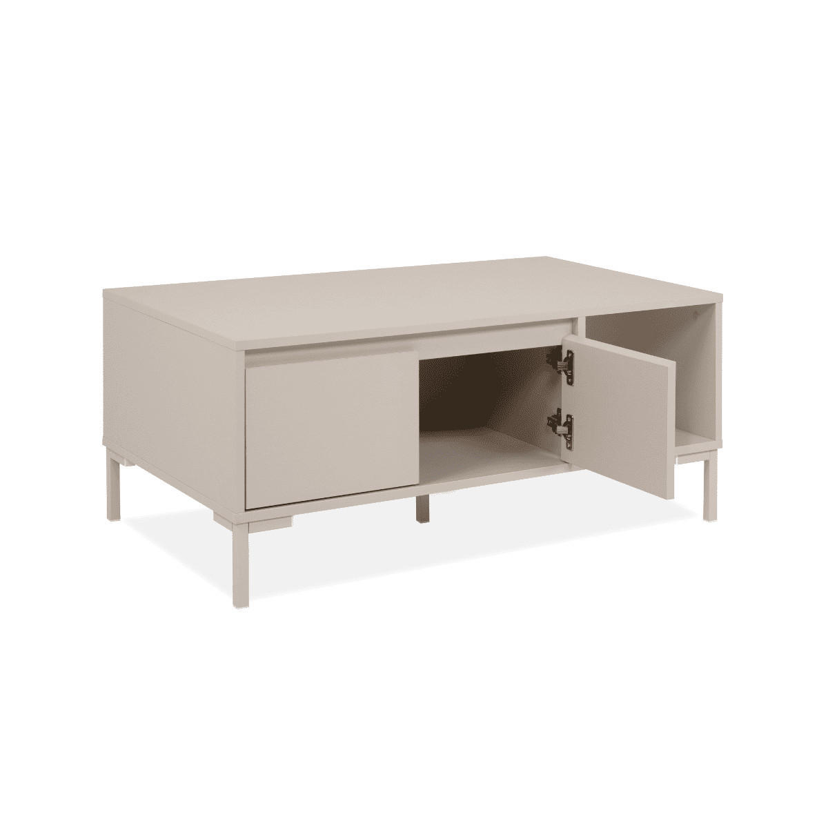 KONFERENČNÍ stolek se 2 dvířky a 1 výklenkem, barva kašmíru, délka 100 cm - NERIO - béžová, kompozitní dřevo (100/60/43cm) - Calicosy