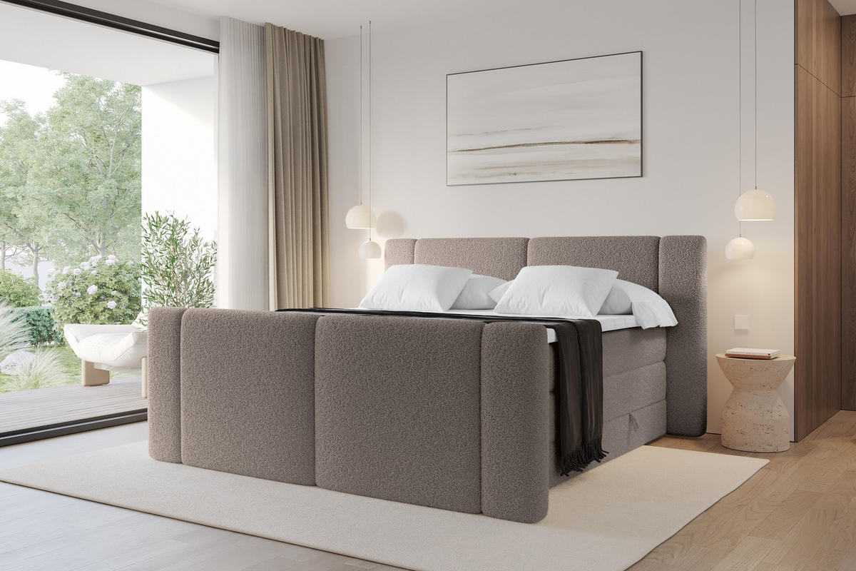 BOXSPRINGBETT mit Matratze H3/H4 - EVON KING Zanozek - 140x200 cm Braun - Braun, Holzwerkstoff (140/200cm) - ALTDECOR