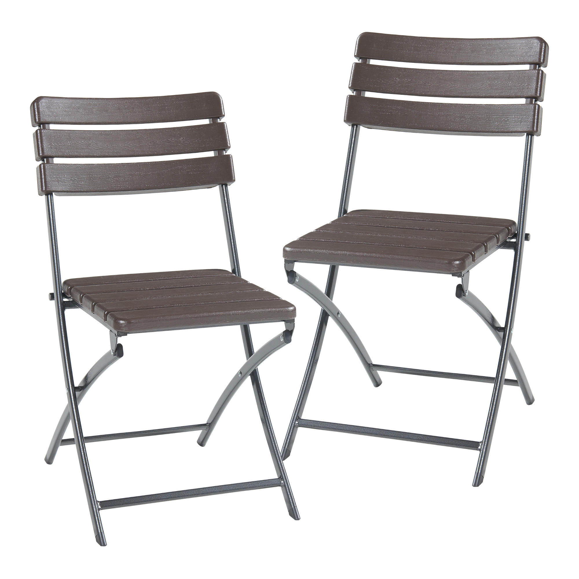 KLAPPSTUHL-SET 2 TLG. Lillestrøm - Dunkelbraun, Kunststoff/Metall (46/81/58cm) - [en.casa]