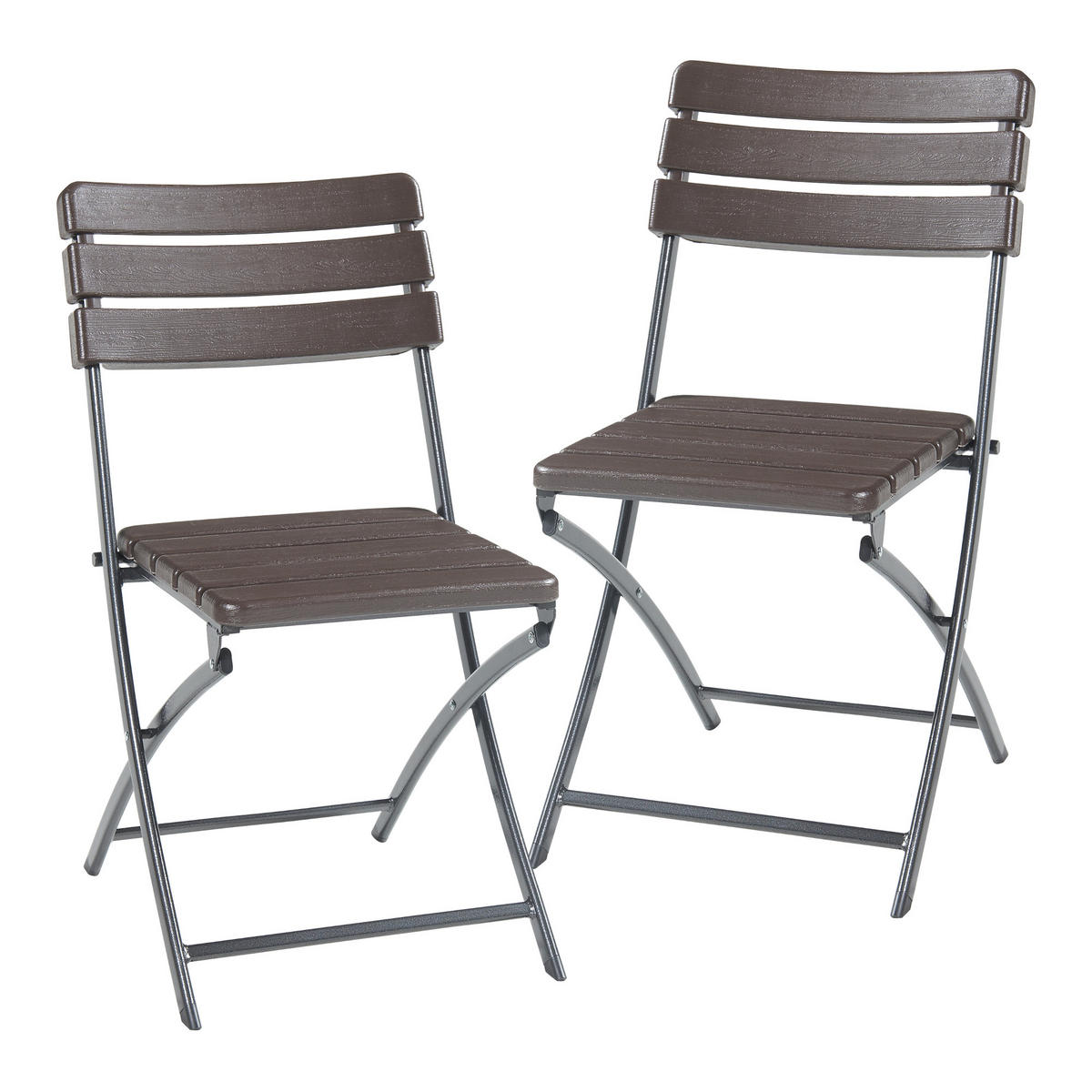 KLAPPSTUHL-SET 2 TLG. Lillestrøm - Dunkelbraun, Kunststoff/Metall (46/81/58cm) - [en.casa]