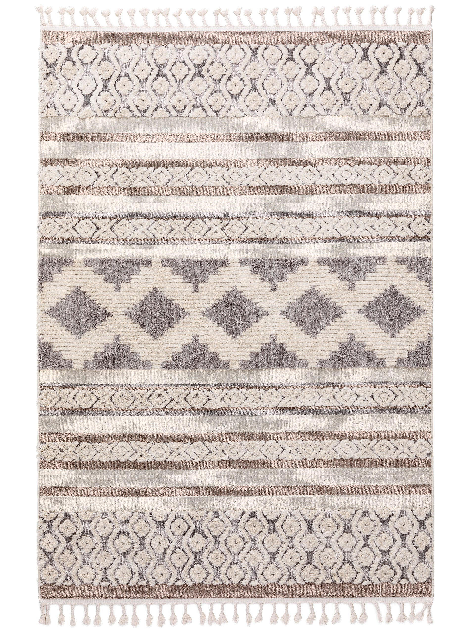 TEPPICH Oyo Cream/Grau 160x230 cm - Creme, Textil (160/230cm) - benuta Pop