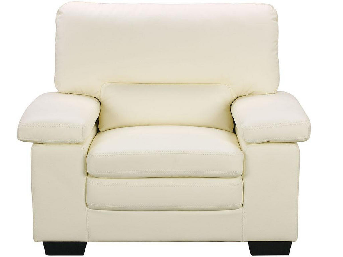 SESSEL - Büfelleder - Elfenbeinfarben - MIMAS II - Weiß, Leder (89/97/112cm) - Vente-Unique