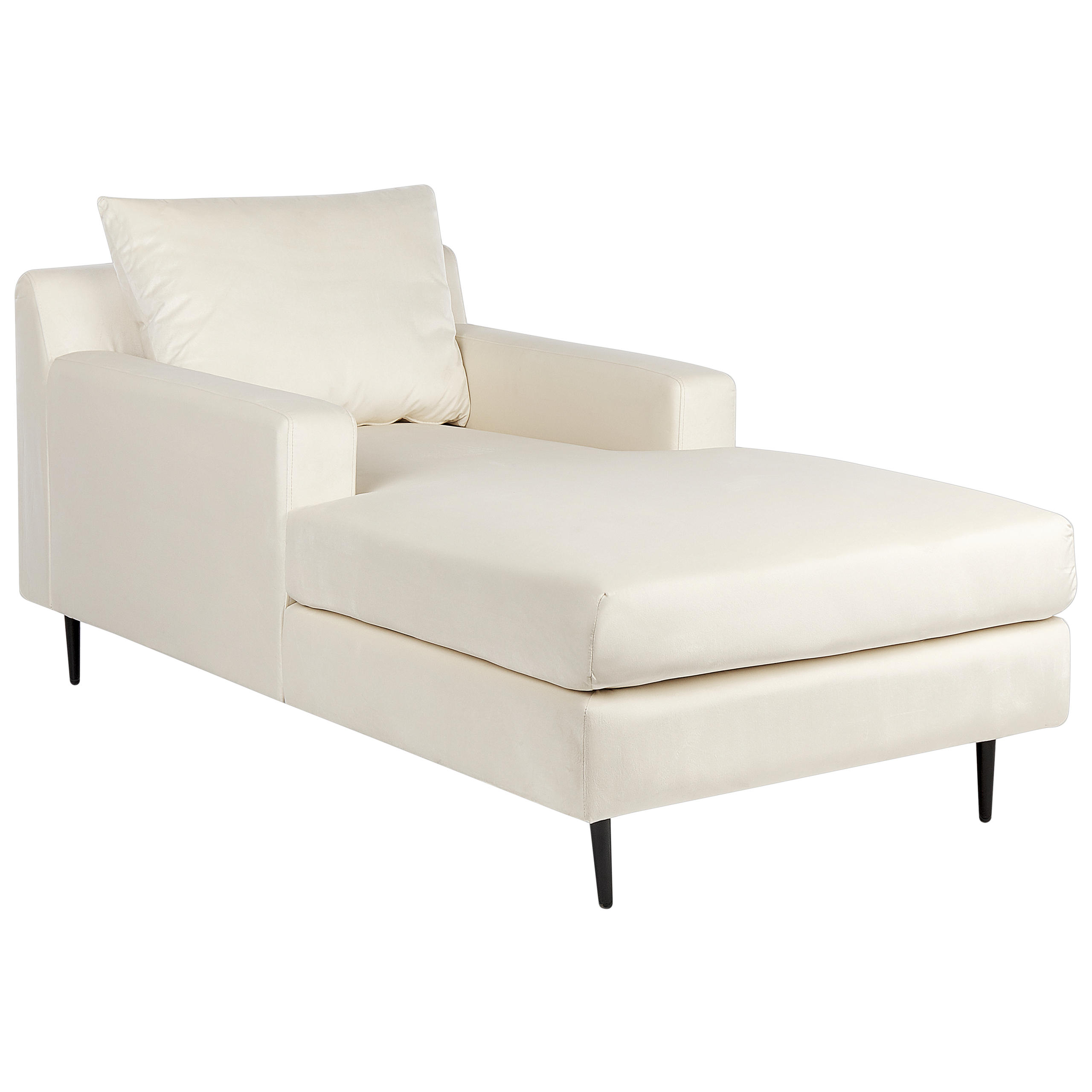 CHAISELONGUE Samtstoff beige/schwarz Gueret - Beige/Schwarz, Textil (88/73/165cm) - Beliani