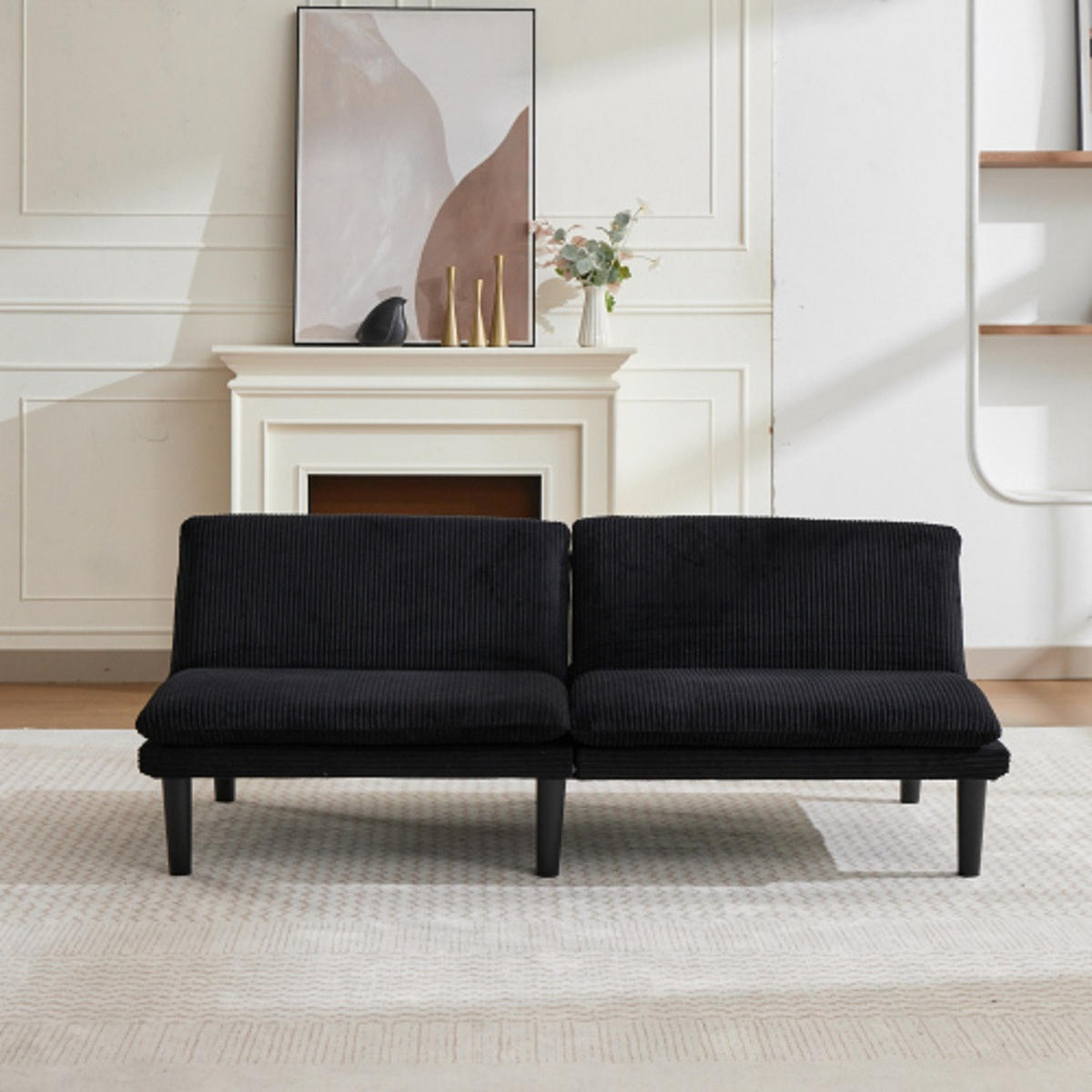 2-SITZER-SOFA aus Samt mit 3-fach verstellbarer Rückenlehne, schwarz - Schwarz, Textil (84/67/167cm)