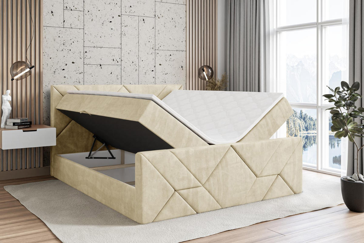 BOXBETT BARWA-Z - 120x200 cm - H4 - Beige - Beige, Holzwerkstoff (120/200cm) - ALTDECOR