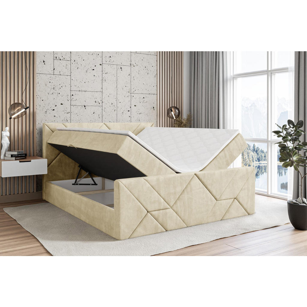 Thumbnail - Altdecor Boxbett, Beige, Holzwerkstoff, Höhe ca. 20 cm, 140x200 cm, Schlafzimmer, Betten, Boxspringbetten