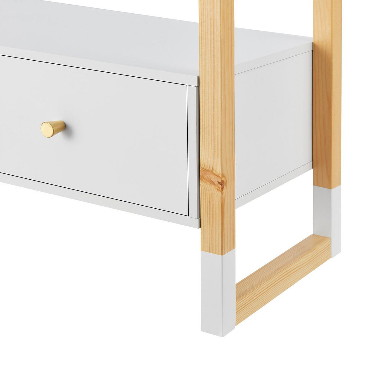 KLEIDERSTÄNDER Filla mit großer Schublade - Weiß, Holz (30/30/80cm) - Juskys