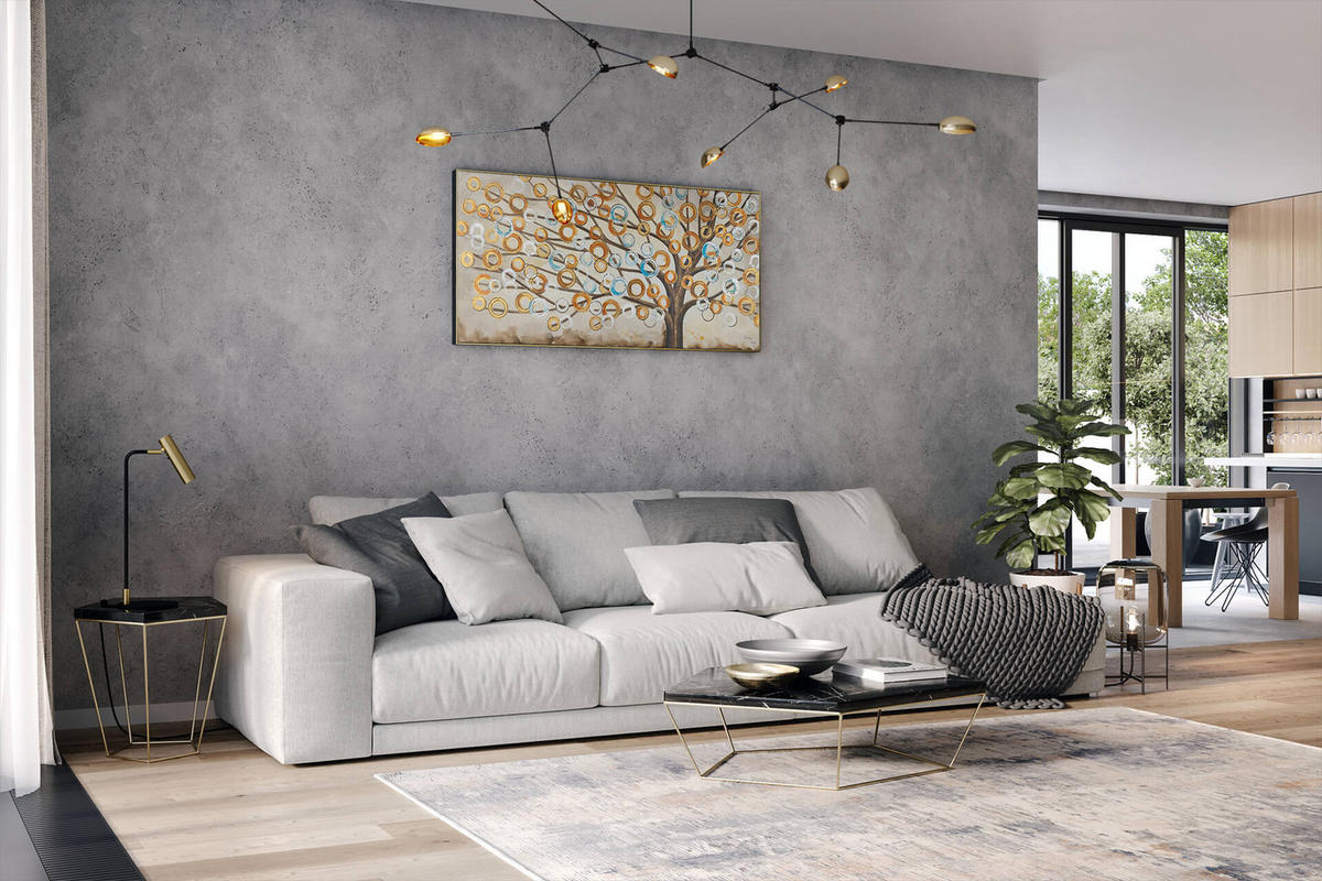ÖLGEMÄLDE 140/70 cm - Beige/Kupferfarben, Holz/Textil (2.2/70cm) - KUNSTLOFT