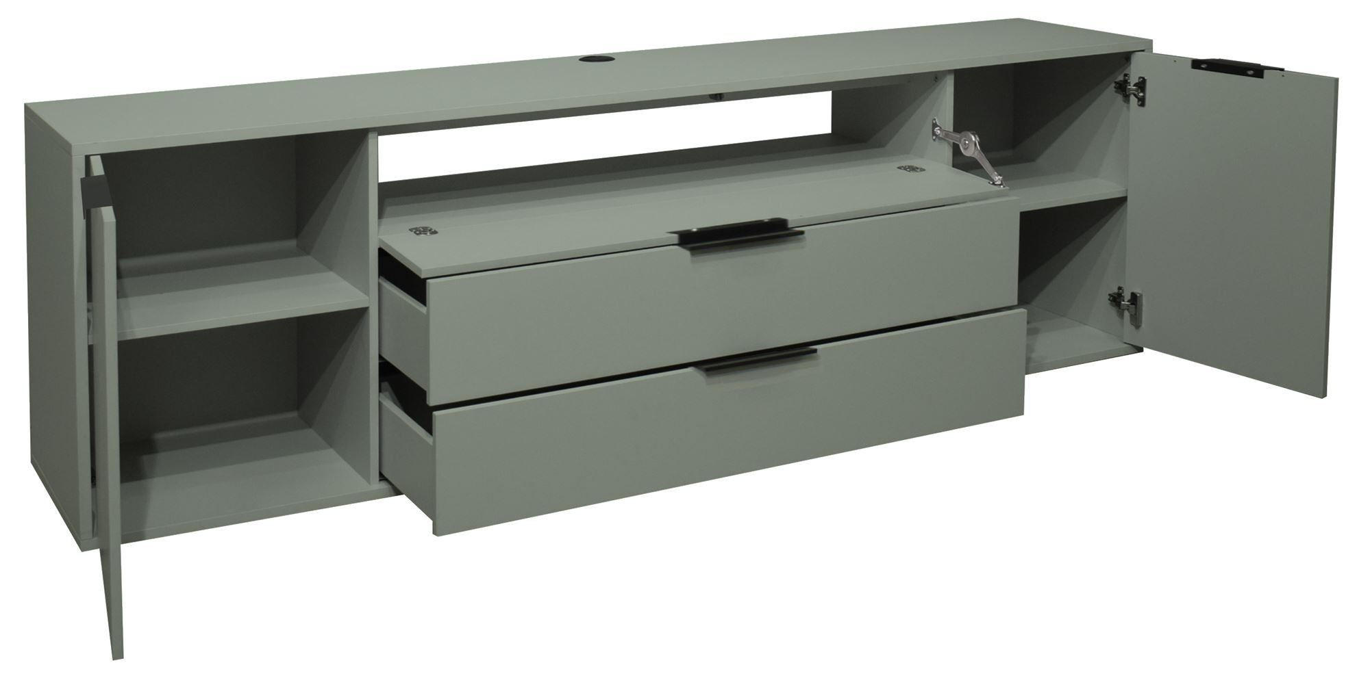 LOWBOARD Erna 216x45x67 Pinie Green matt Lack - Grün, Holzwerkstoff (216/67/45cm) - 58aufmkessel