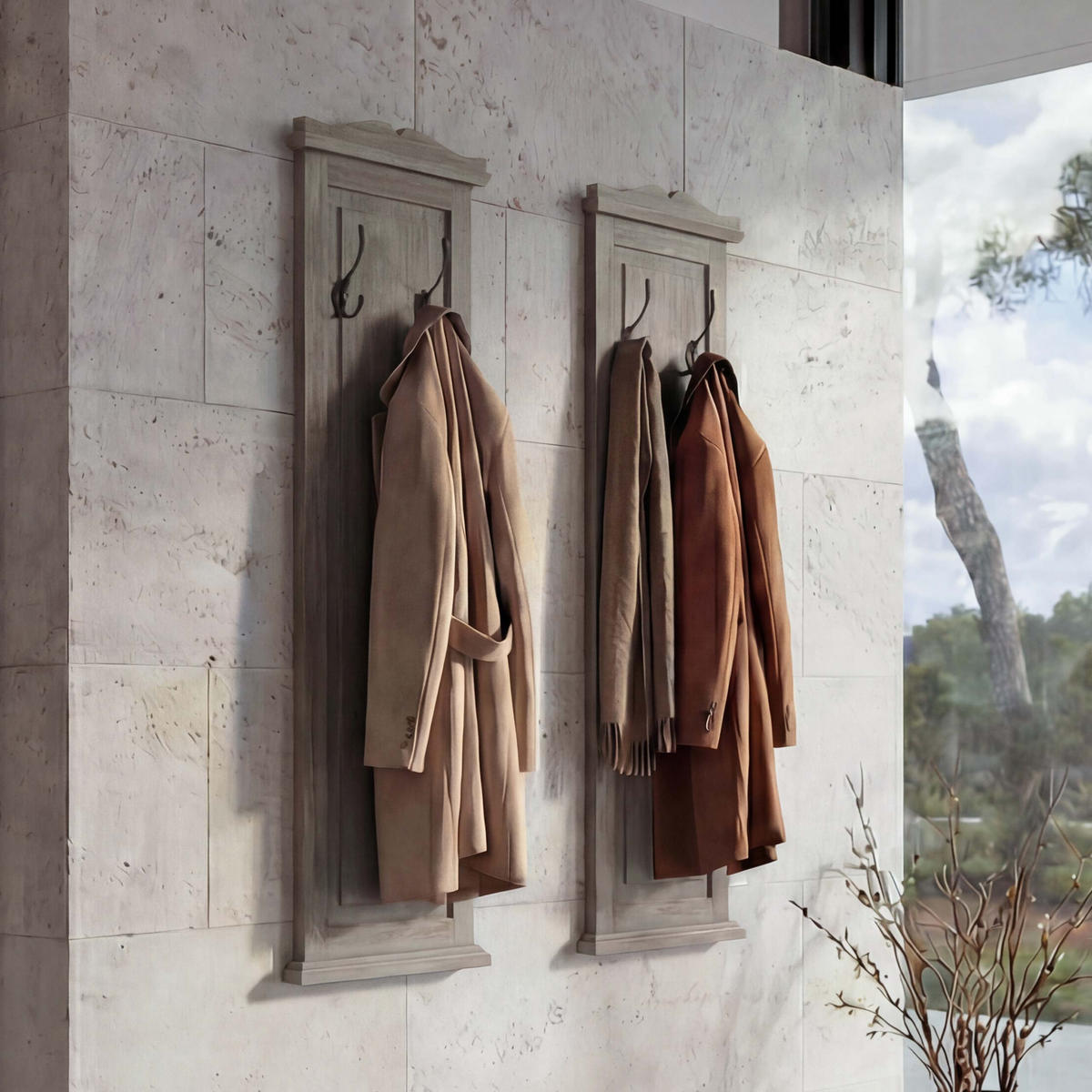 WANDGARDEROBE Grau, Braun 2er-Set - Braun/Grau, Holz (28/109/5cm) - MCW