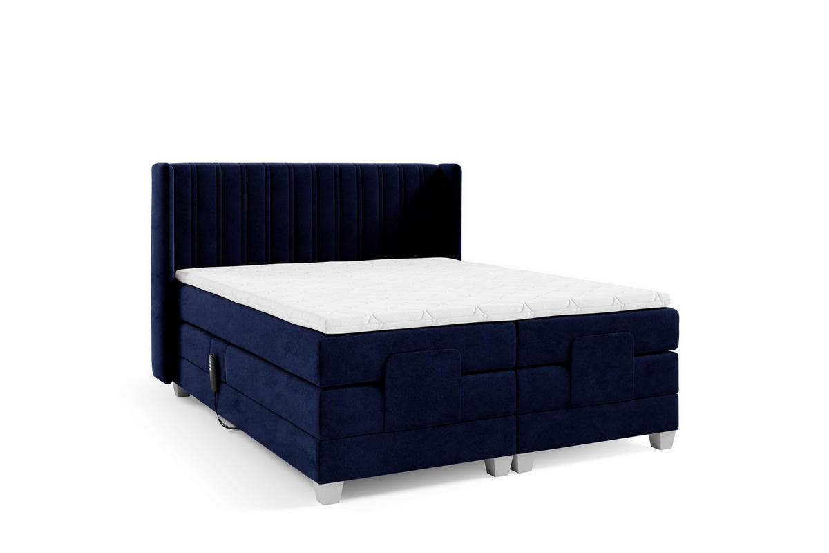 BOXSPRINGBETT Bett Elektrisch Magnus - Blau, Holzwerkstoff/Textil (120/200cm) - Fun Möbel