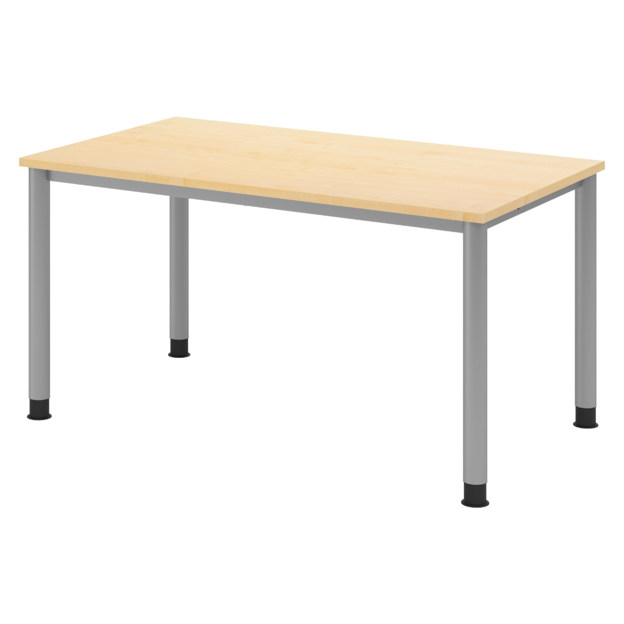 SCHREIBTISCH Serie-H 80/140/74 cm in Ahornfarben/Silberfarben - Silberfarben/Ahornfarben, Holzwerkstoff (80/140/74cm) - bümö