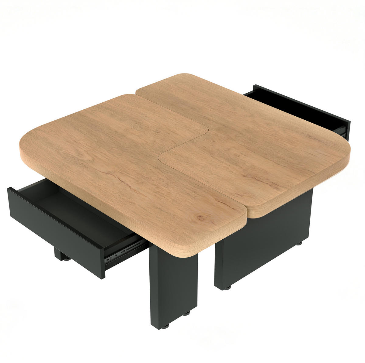 COUCHTISCH 90/60 cm mit LED-Beleuchtung und 2 Schubladen - Naturfarben, Holzwerkstoff (90/60/44.5cm) - BEAOK