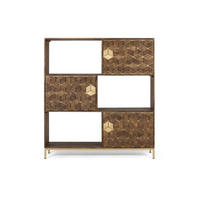 BÜCHERREGAL aus Mangoholz und goldenen Details - Braun, Holz (130/143/40cm) - Giner y Colomer