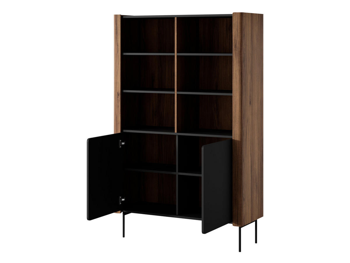 STANDREGAL Wrap R105 - Nussbaumfarben/Schwarz, Holzwerkstoff/Metall (105/167/40cm) - MIRJAN24