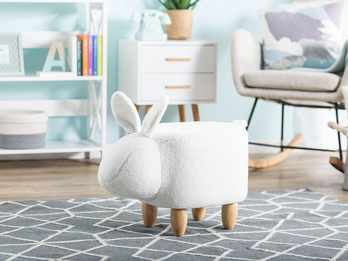 HOCKER Bunny 31/57/36 cm - Weiß, Textil (57/36/31cm) - Beliani