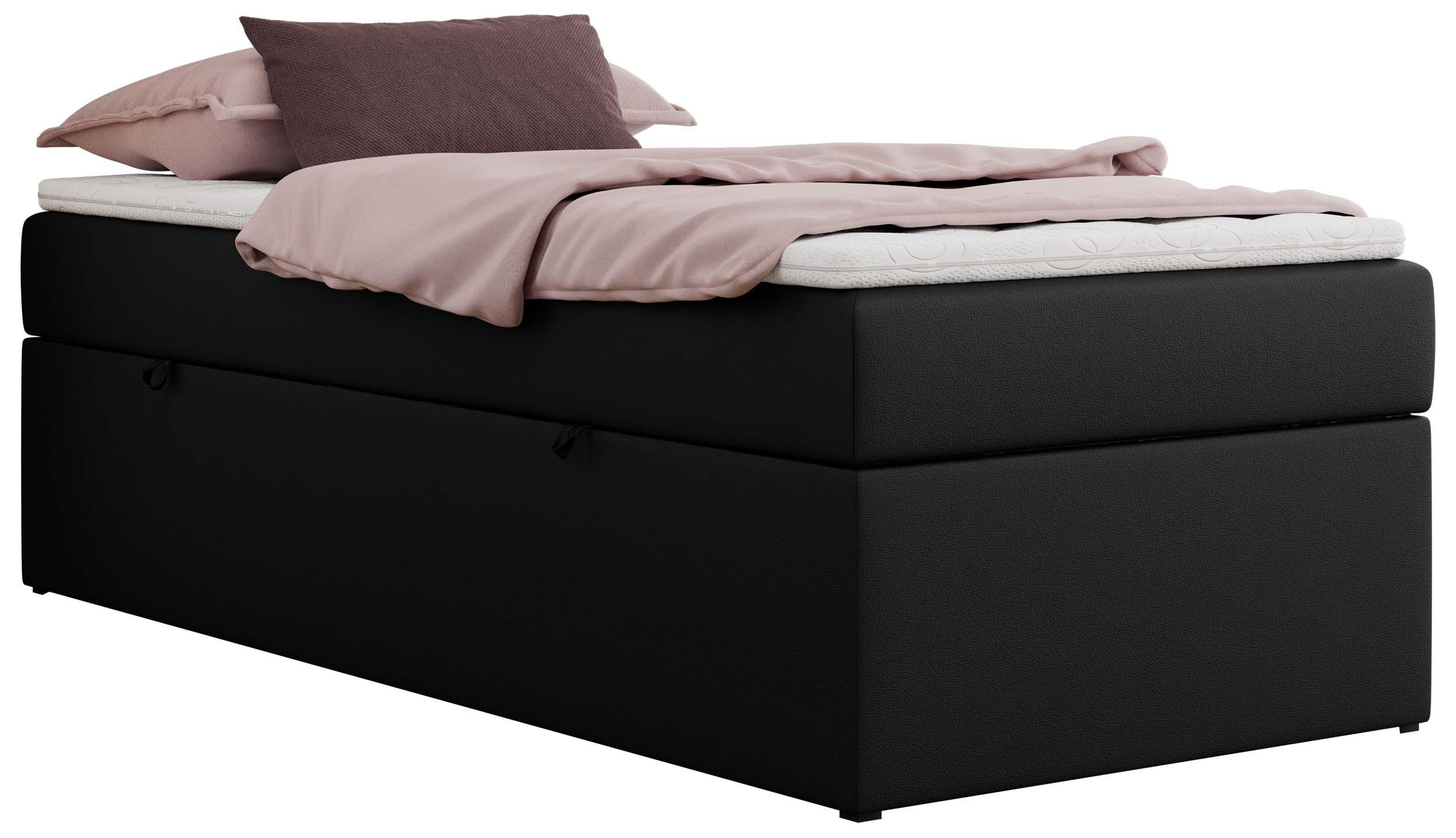 BOXBETT ZERO 90/200 - Schwarz Kunstleder - H4 - Topper Visco - Schwarz, Textil (90/200cm) - MKS
