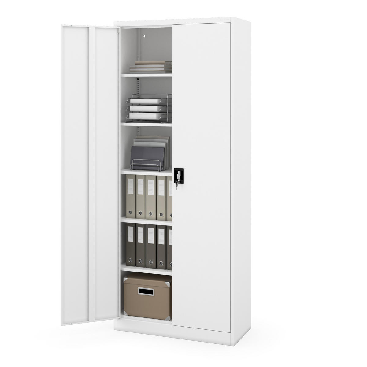 AKTENSCHRANK Jan H 220 - Weiß, Metall (90/220/40cm) - Jan Nowak