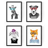 POSTER Set mit 4 Tierhipstern A3 Rahmenlos - Klar, Papier (29.7/3cm) - Nacnic
