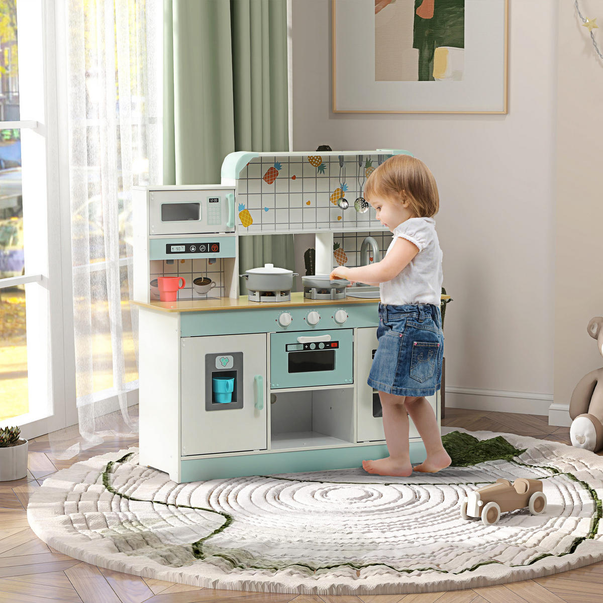 KINDERKÜCHE - Weiß, Holzwerkstoff/Metall (88.6/31.7/90.4cm) - AIYAPLAY