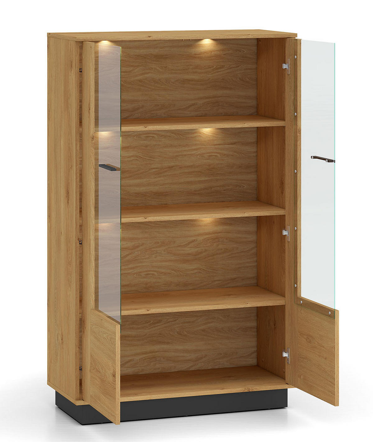 VITRINE Modesto Eiche Style hell / Schwarz 92 / 40 / 149 cm - Hellbraun/Eichefarben, Holz/Holzwerkstoff (92/149/40cm) - Feldmann-Wohnen