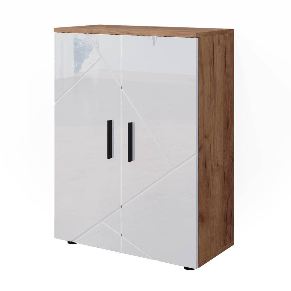 MIDISCHRANK Irma Goldkraft Eiche/Weiß Hochglanz 60 x 81 cm - Honigeiche/Weiß Hochglanz, Holzwerkstoff (60/81/30cm) - Vicco