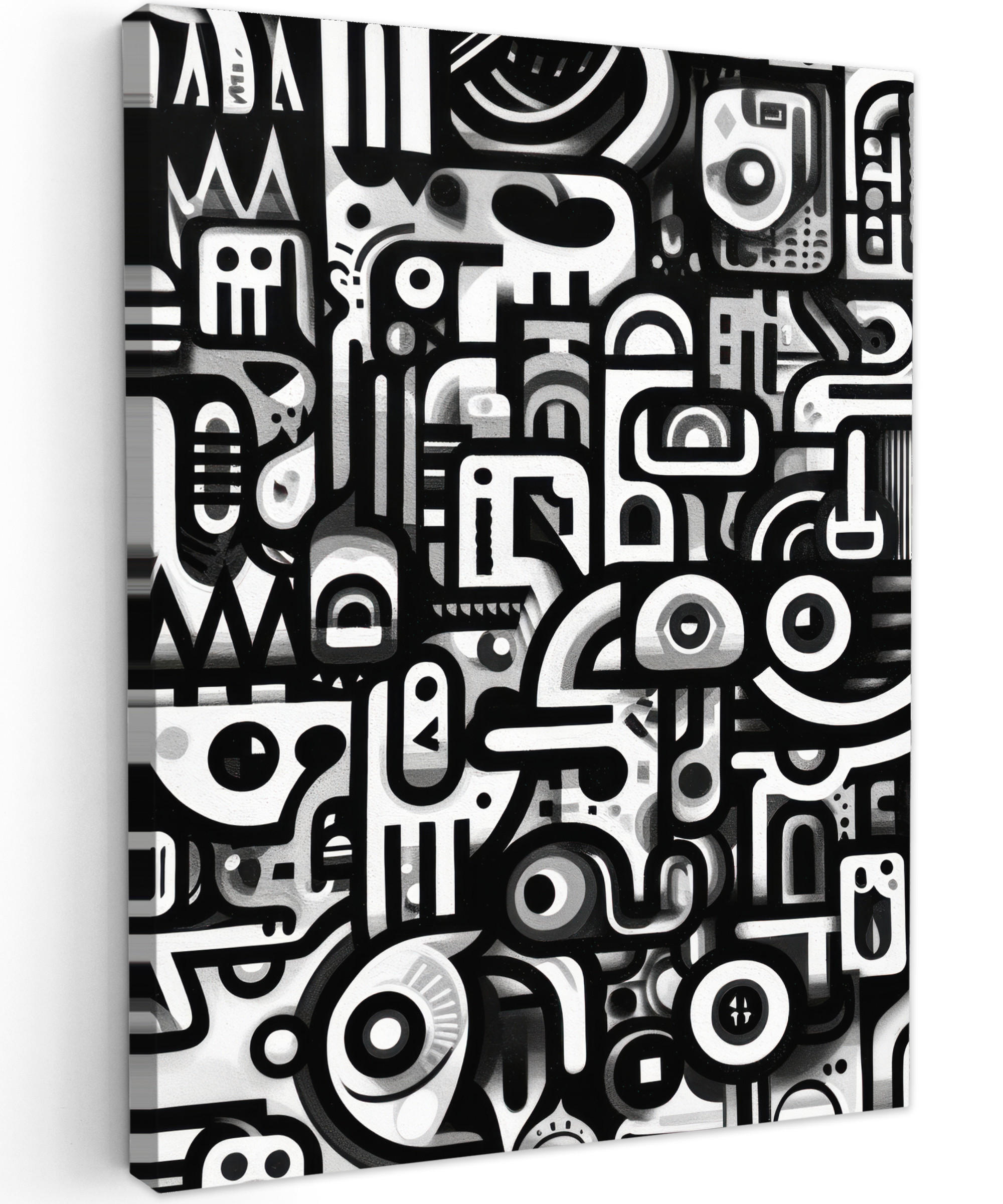 MuchoWow OBRAZ NA PLÁTNĚ Symboly - abstraktní - grafické - černé 30x40 cm