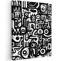LEINWANDBILD Symbole - Abstrakt - Grafik - Schwarz Room Decor 30x40 cm - Schwarz, Textil (30/40cm) - MuchoWow