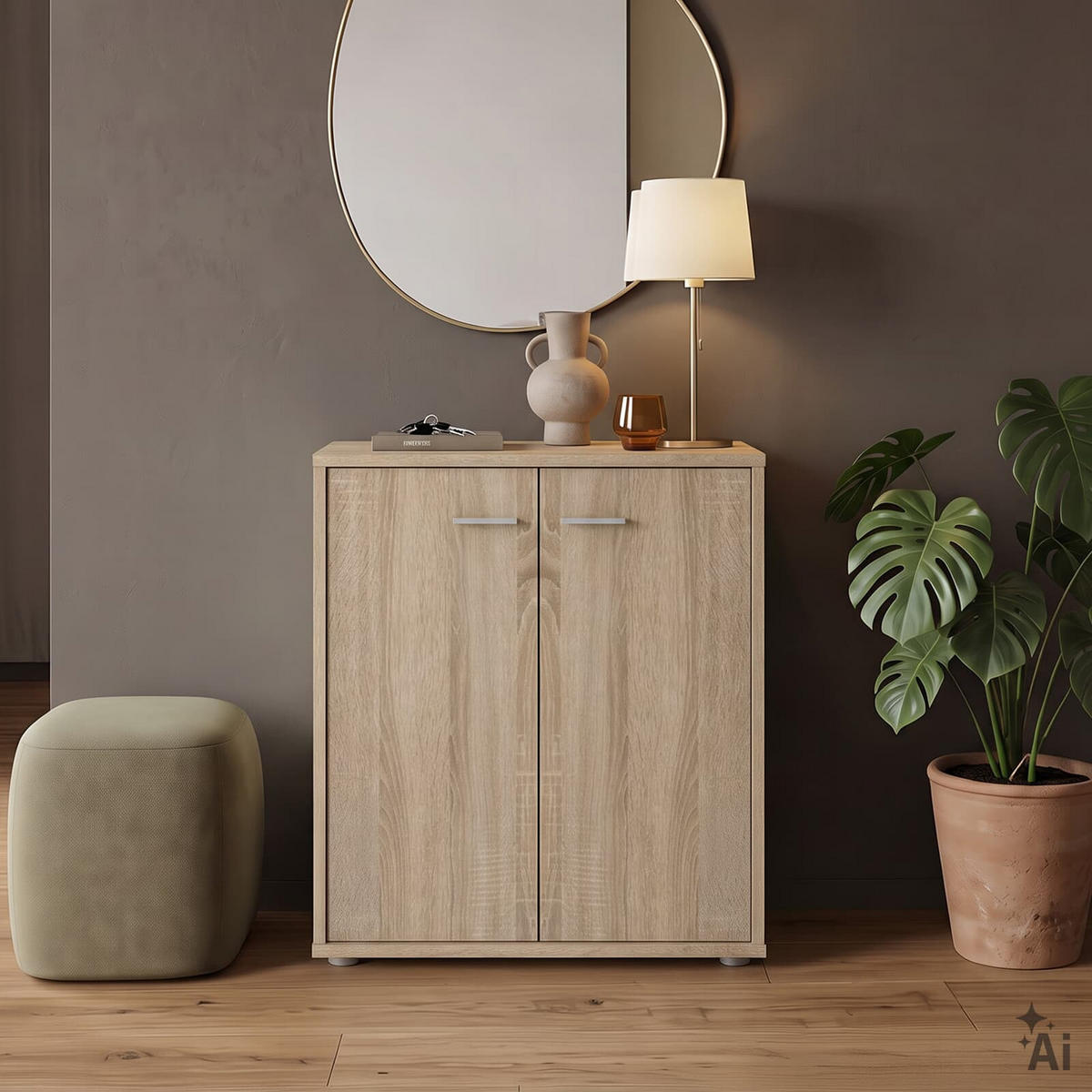 SCHUHSCHRANK LENNIS Sonoma Eiche - Sonoma Eiche, Holzwerkstoff (60/70/35cm) - CARO-Möbel