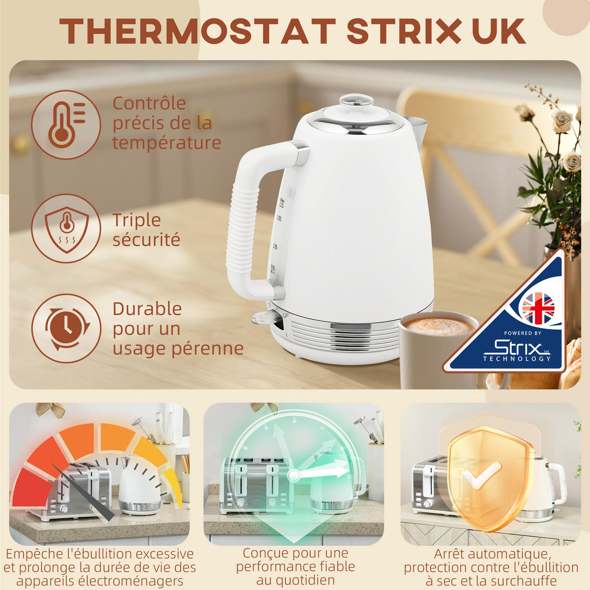 WASSERKOCHER-TOASTER-SET DE-17458 Weiß - Weiß, Metall (16.5/25.2/21.1cm) - ComfortXL