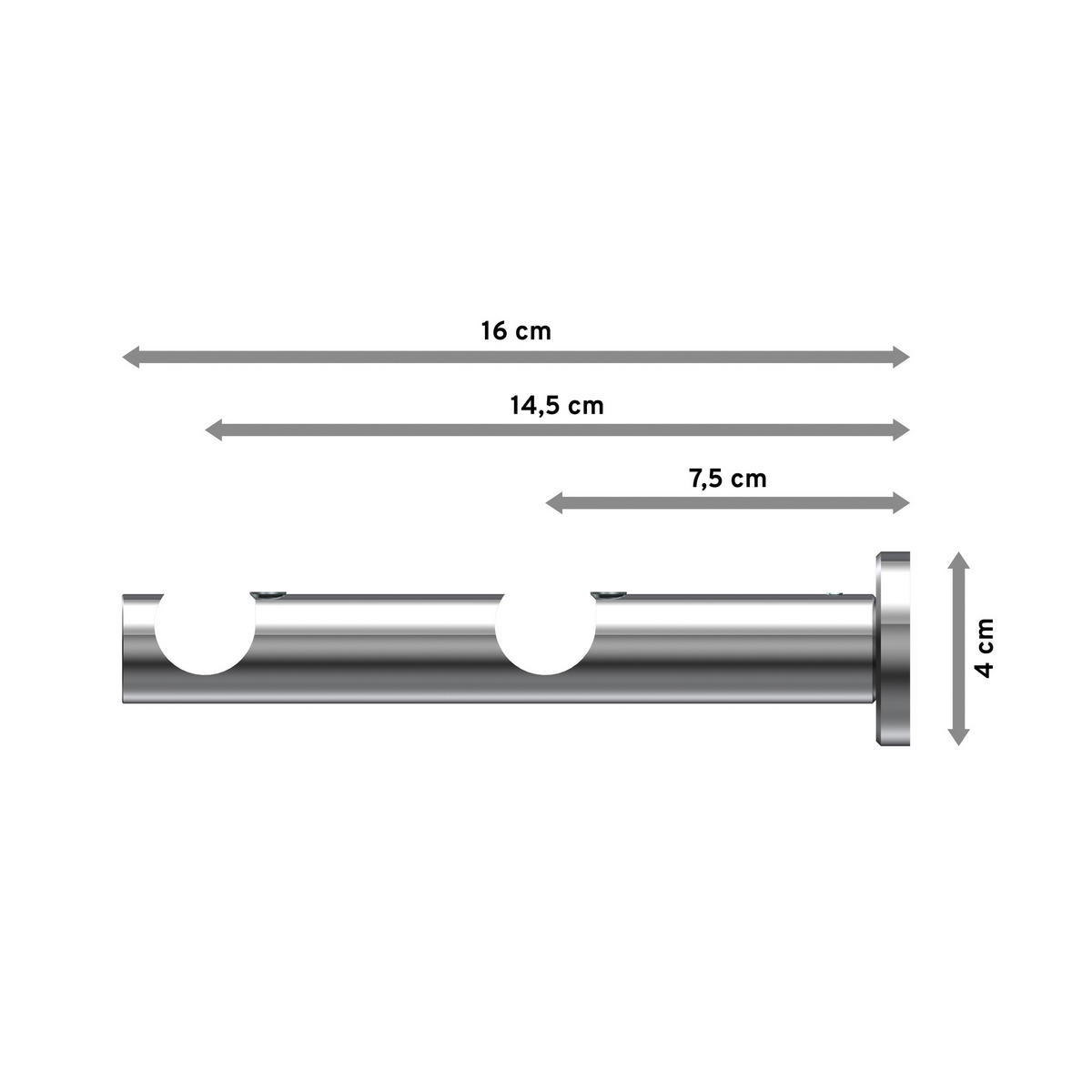 TRÄGER FÜR GARDINENSTANGEN 20 mm Ø, Platon 2-läufig, Chrom - Chromfarben, Metall (16/4/4cm) - INTERDECO