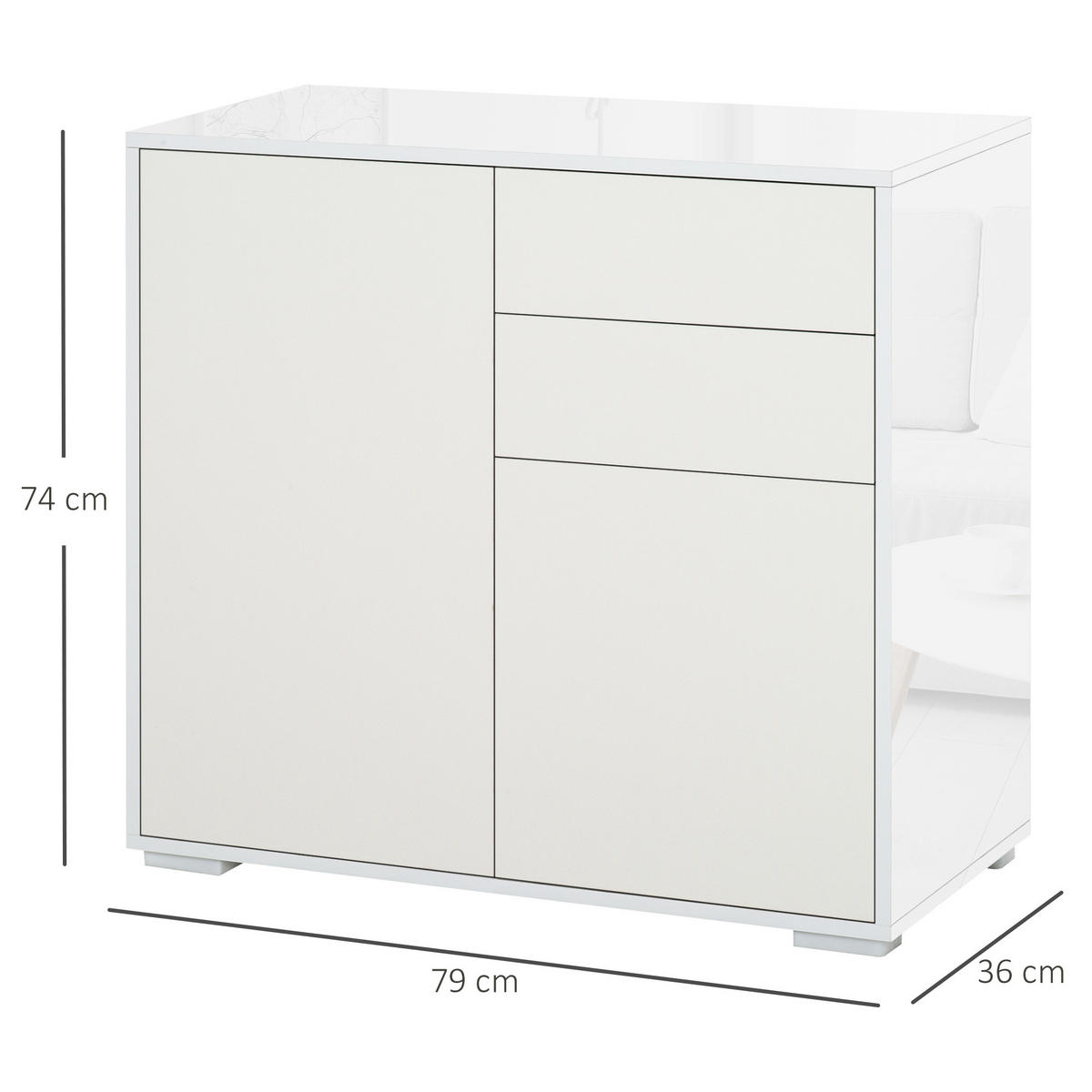 SIDEBOARD Weiß 79/36/74 cm - Weiß, Holz (79/74/36cm) - PANGIVO