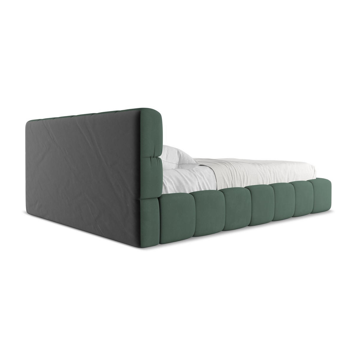 POLSTERBETT mit Bettkasten und Lattenrost 180x228 Grün - Schwarz/Grün, Kunststoff/Textil (160/200cm) - LaMiaSofa