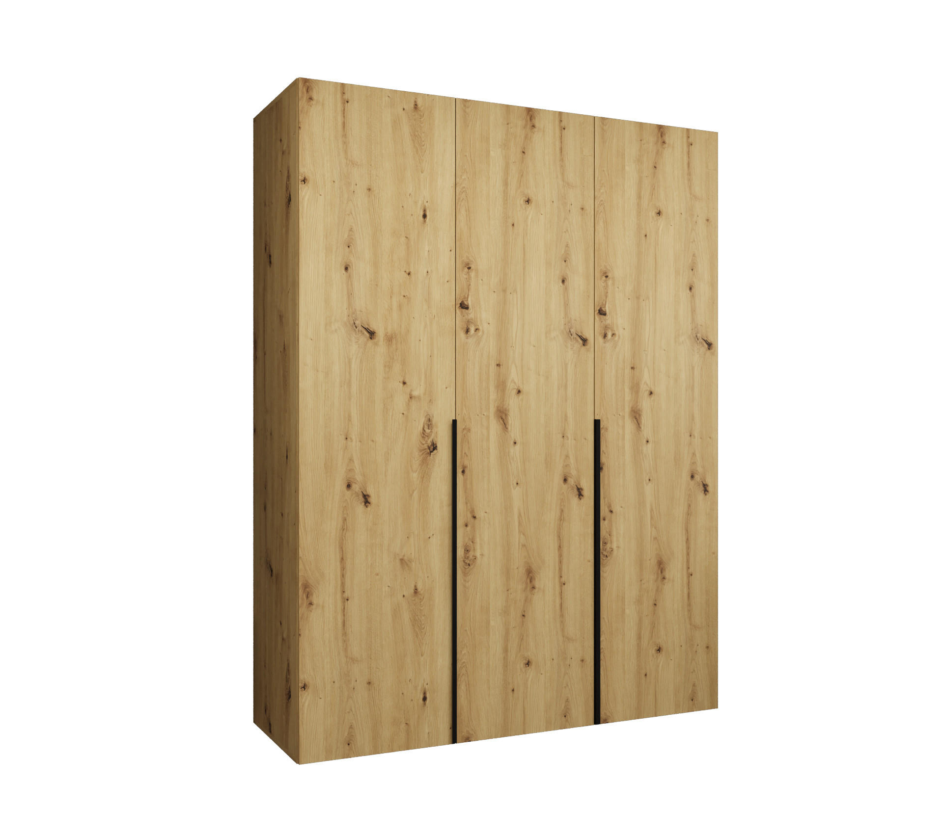 DREHTÜRENSCHRANK 202/150/52 3-türig - Schwarz/Eiche Artisan, Holz (150/202/52cm) - Abiks Möbel
