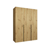 DREHTÜRENSCHRANK 202/150/52 3-türig - Schwarz/Eiche Artisan, Holz (150/202/52cm) - Abiks Möbel