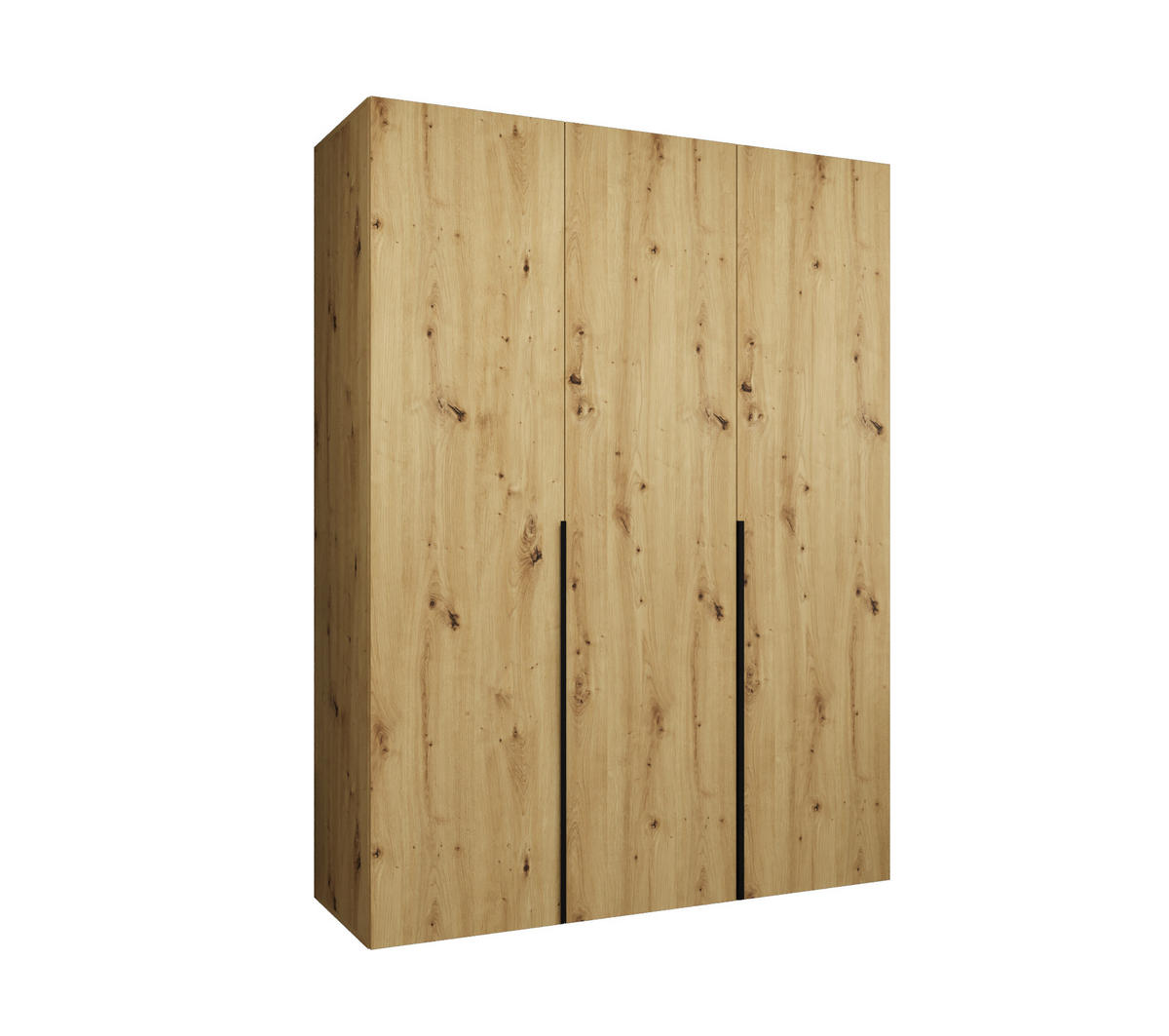 DREHTÜRENSCHRANK 202/150/52 3-türig - Schwarz/Eiche Artisan, Holz (150/202/52cm) - Abiks Möbel